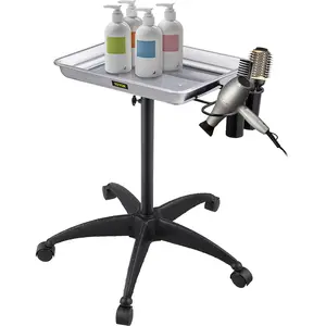 【fathersdaygift】VEVOR Mayo Stand Medical Tray Height Adjustable Stainless Steel Salon Tray Easy Assemble Tattoo Cart Lab Tray with 2 Cups & 1 Metal Ring for SPA Clinic Personal Care Lab Hospital DentistrySilver