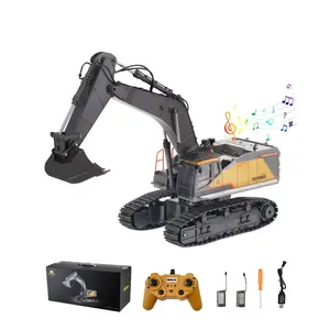 Remote Control Excavator Toy, 22 Channel, 1:14 Scale Remote Control Digger with Metal Shovel, RC Excavator with Lights & Sounds, Full Functional Construction Vehicles for Kids, Birthday Present