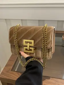 Women's Plain Striped Crossbody Bag, Stylish Versatile Elegant Shoulder Bag, Ideal for Daily Use and Travel, All Seasons, Crossbody Chain Bag