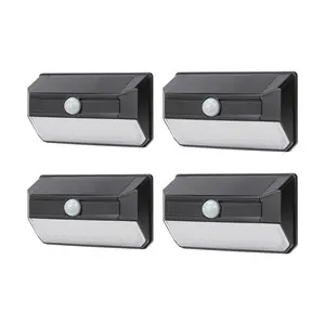 Home Zone Living Secure 4-Pack Solar LED Wall Pack Security Lights, 800 Lumens, 3000K Warm White, MESH Linkable