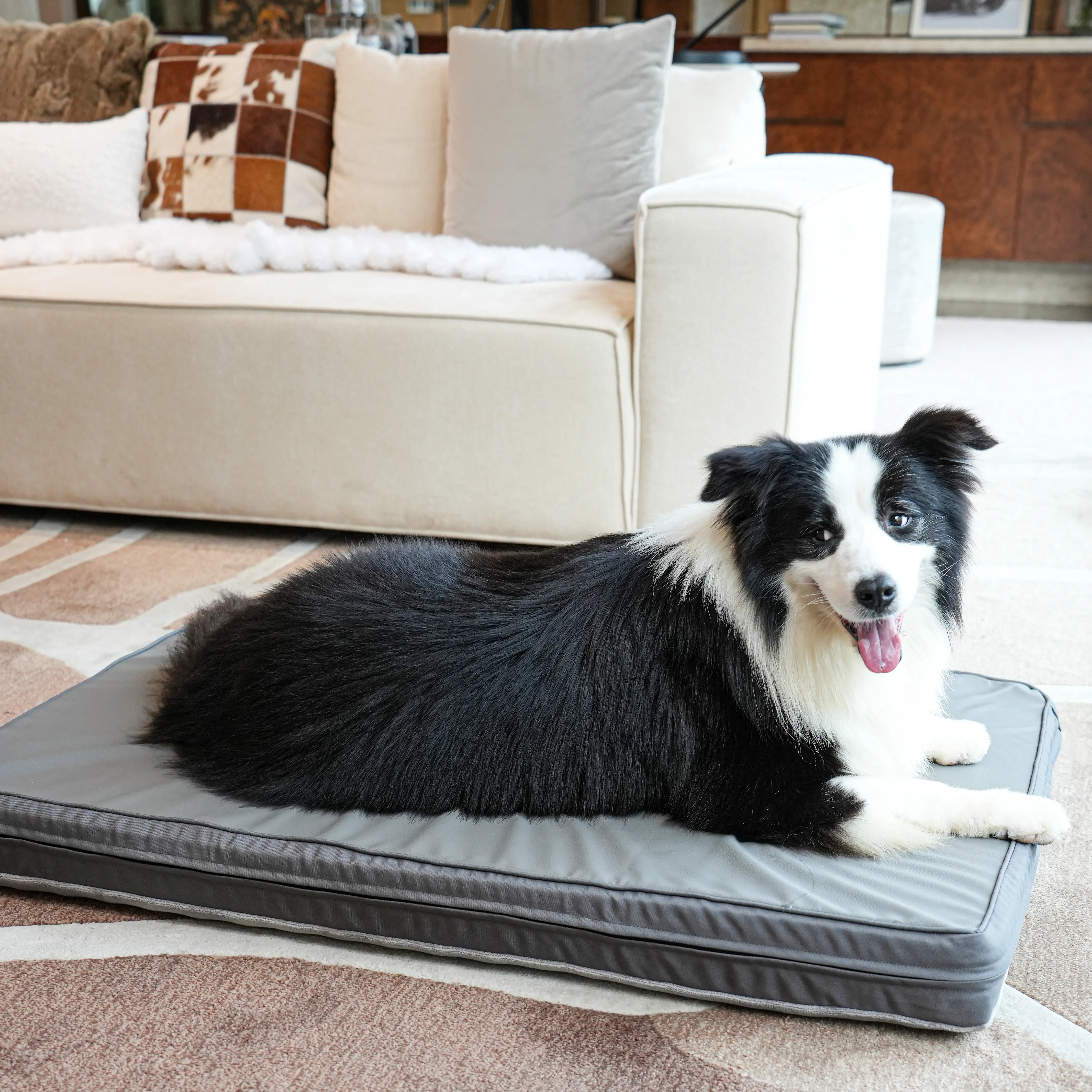 EONFELICITY Pet Waterproof Large Dog Bed for All Seasons- XL Doggy Bed Mats , Washable Crate Bed with Orthopedic Pet Mat with Egg Crate Foam, Anti-Slip, Reversible & Washable Cover, 47" x 29", Grey