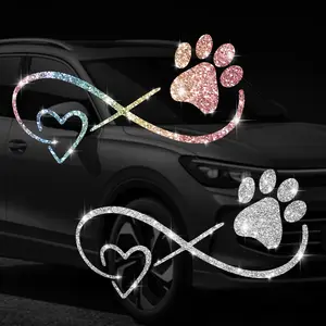Shiny Cross Heart Claw Print Car Sticker, Car Decoration, Self-Adhesive No Residue Easy Installation, Suitable for Cars Trucks Motorcycles Glass Windows Laptops