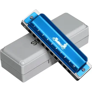 Blues Harmonica for Adults in C Key - Authentic 10 Hole 20 Tone Diatonic Harmonica with Case,Mouth Organ for Soulful Melodies for Beginners, Professionals and Students, (Blue,professional)