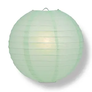 20" Cool Mint Green Round Paper Lantern, Even Ribbing, Chinese Hanging Wedding & Party Decoration