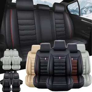 Universal Leather Car 5 Seats Cover Full Set Seat Cover Protector Waterproof Car Seat Cushion Breathable Fit for Toyota/Honda/Nissan/Kia/Hyundai/Acura
