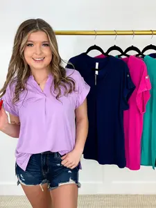 Dear Scarlett Career Focused Wrinkle-Free Short Sleeve Gabby Top - 7 colors!