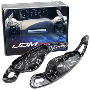 iJDMTOY Forged Caron Fiber Pattern/Style Larger Paddle Shifter Extensions For Jaguar F-Pace E-Pace XE XF XJ, For Land Rover Evoque, Discovery Range Rover Sport, etc