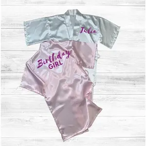 Personalized birthday girl robes Custom satin robes for girls Birthday gift idea for girls Satin robe for toddlers Slumber party Sleepover