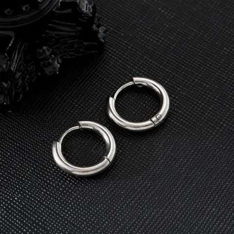 Minimalist Solid Color Stainless Steel Hoop Earrings (2pcs), Fashionable Jewelry for Men, Casual Jewelry for Party, Daily Clothing Decor, Trendy All-match & Exquisite Jewelry for Birthday Gift, Fashion Accessory, High Quality Earrings, Earrings Hoops