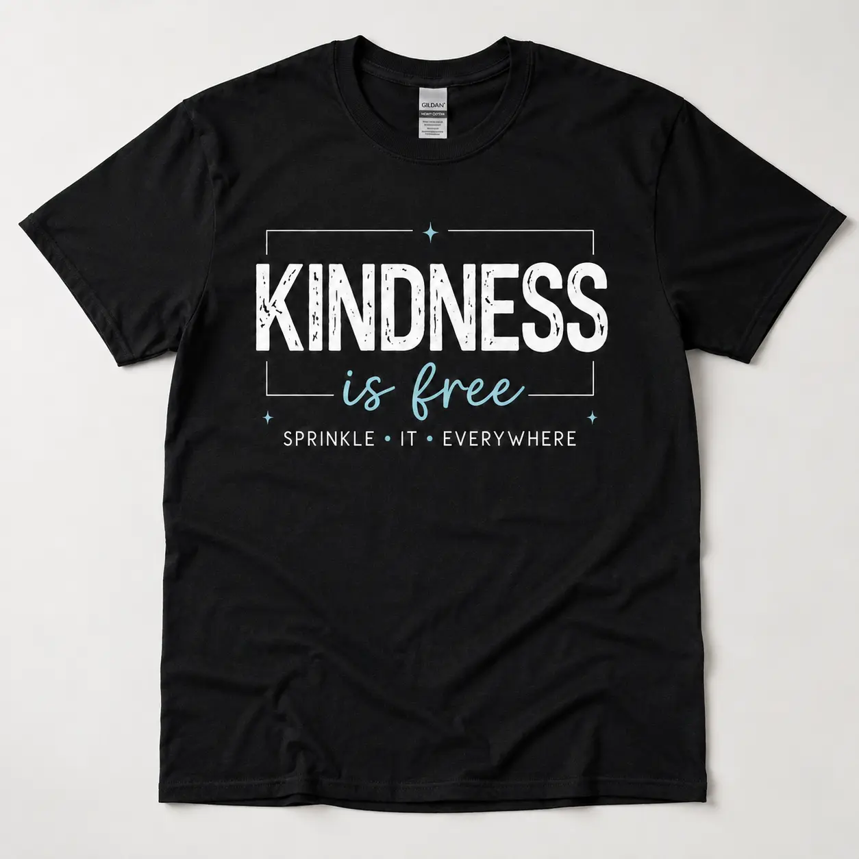 Menswear Round-Neck Short-Sleeve T-Shirt, Fashionable Retro Print, "Kindness Is Free, Spread It Everywhere" Message, Casual Daily Wear Option