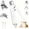 2-in-1 Pet Paw Trimmer & Nail Grinder for Dogs & Cats - Stainless Steel, Ambidextrous Handle, Lightweight, 2H Rechargeable USB, 2 LED Lights, Anti-Splash Storage, Low Noise Claw Care Grooming Tool for Small/Medium/Large Pets
