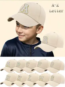 Adjustable Baseball Cap for Kids & Adults, A-Z Letter Embroidery Design, Casual Outdoor Sun Protection Hat, Ages 8-16, Embroidered Snapback Cap