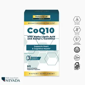CoQ10 with Alpha Lipoic Acid & Acetyl L-Carnitine – Heart, Brain & Cellular Energy Support – 60 Capsules – Antioxidant & Mitochondrial Health Supplement – Non-GMO, Gluten-Free