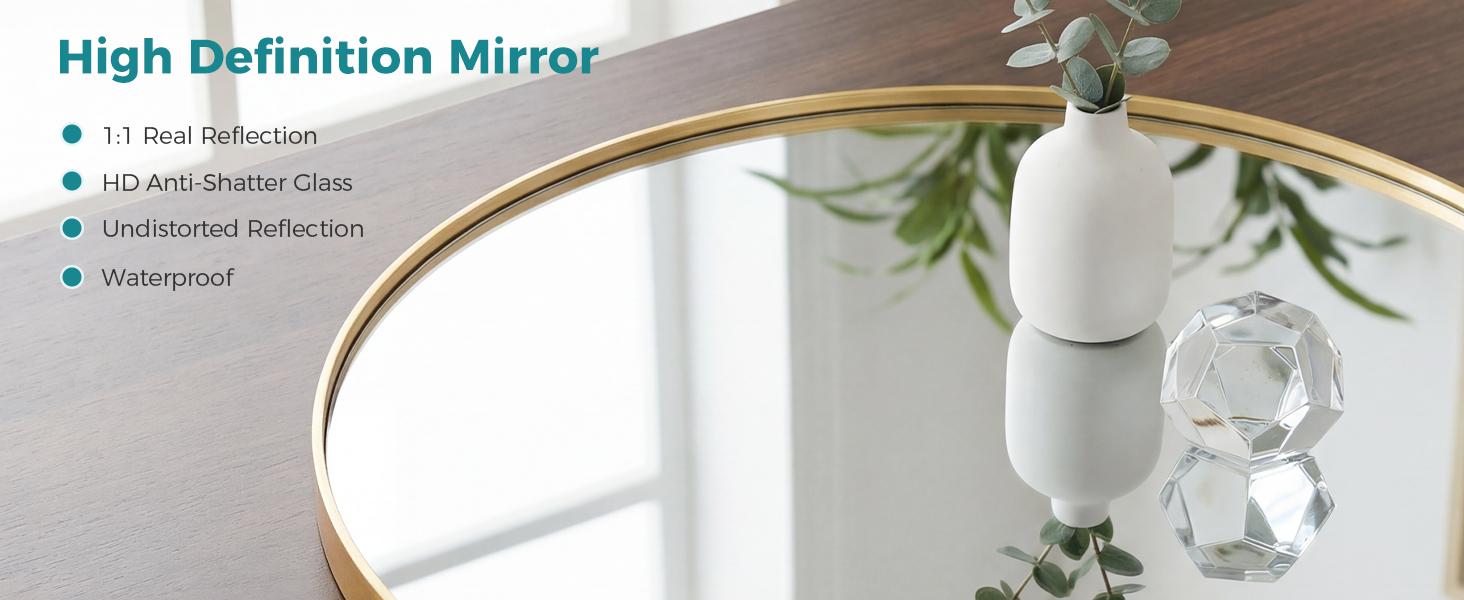 Luxury Arched Bathroom Mirror - Arch Wall Mirror with Shatterproof Tempered Glass and Metal Deep Frame, Hanging or Leaning for Living Room, Dresser, Entrance and Hallway