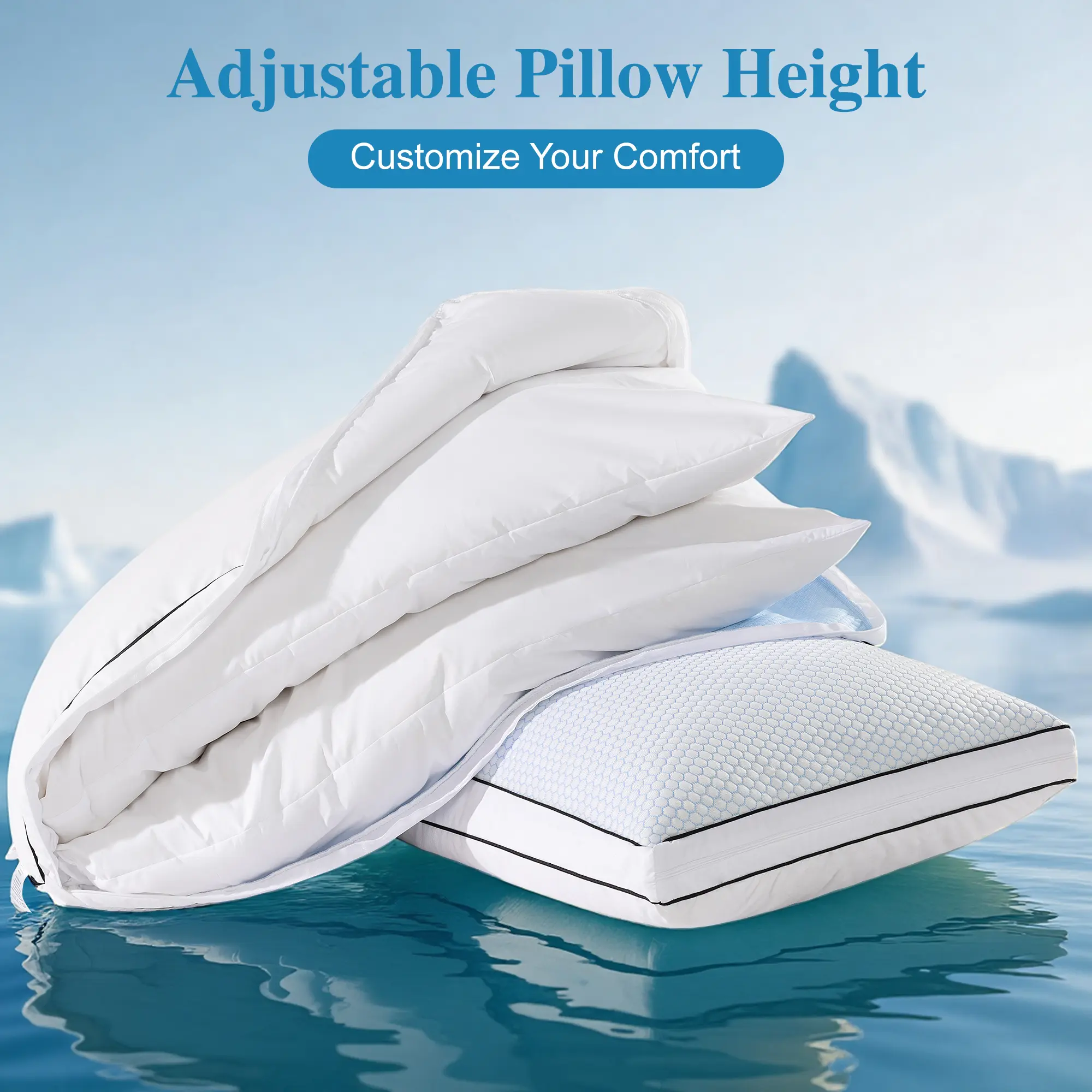 Dual Fill Cooling Pillow | Goose Down + Memory Foam Adjustable Loft Hotel Pillow for All Sleepers Dual Fill Cooling Pillow | Goose Down + Memory Foam Adjustable Loft Hotel Pillow for All Sleepers