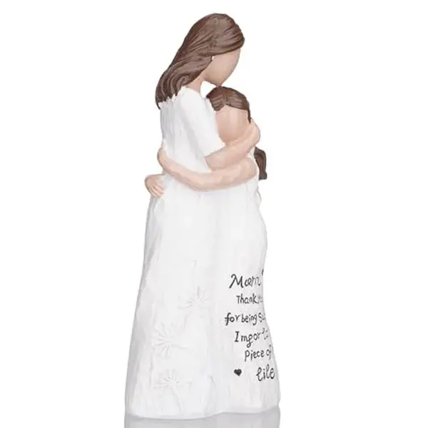 7.5in Hand-Painted Standing Mother-Daughter Resin Figurine - Rustic 5.7in Resin Sculpture with Crackle Finish, Decorative Collectible, Figurines & Miniatures, Mother's Day Gift, Home Office Room Decor