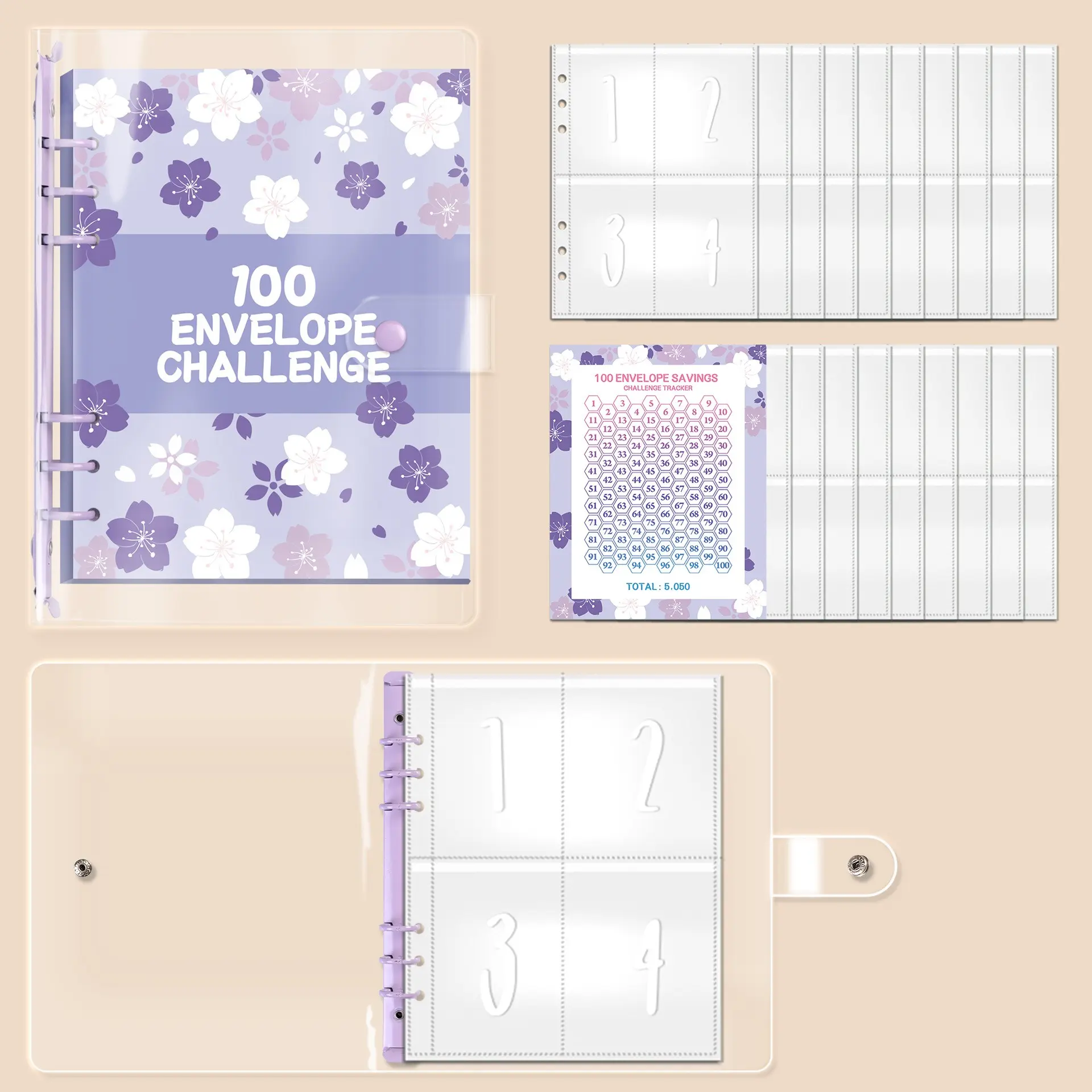 1 set of 100 day savings challenge folder - budget folder with cash envelope, couple savings challenge plan, family and office savings challenge book, Savings Challenge Planner, Budget Planners - ideal New Year and Valentine's Day gifts