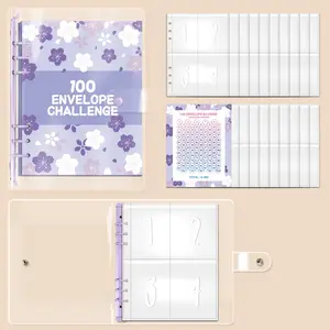 1 set of 100 day savings challenge folder - budget folder with cash envelope, couple savings challenge plan, family and office savings challenge book, Savings Challenge Planner - ideal New Year and Valentine's Day gifts