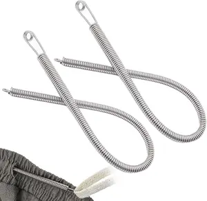 2 PCS Spring Drawstring Needle Threader,DIY Rope Threader Clip,Drawstrings Replacement with Easy Threaders,Drawstring Threader Tool Set,for Drawstring Replacement for Hoodies,Pants