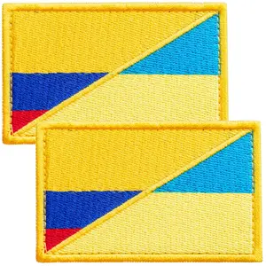 2-Pcs Colombia Ukraine Flag Patch, Hook & Loop Set