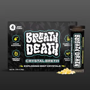 Crystal Breth - Exploding Mint Crystals Peppermint Breath Mints Clinically Backed Zero Calories Zinc Infused Fast Acting Deadly Fresh Single Pack 4 Tubes 12 Servings Per Tube 1.6 Oz
