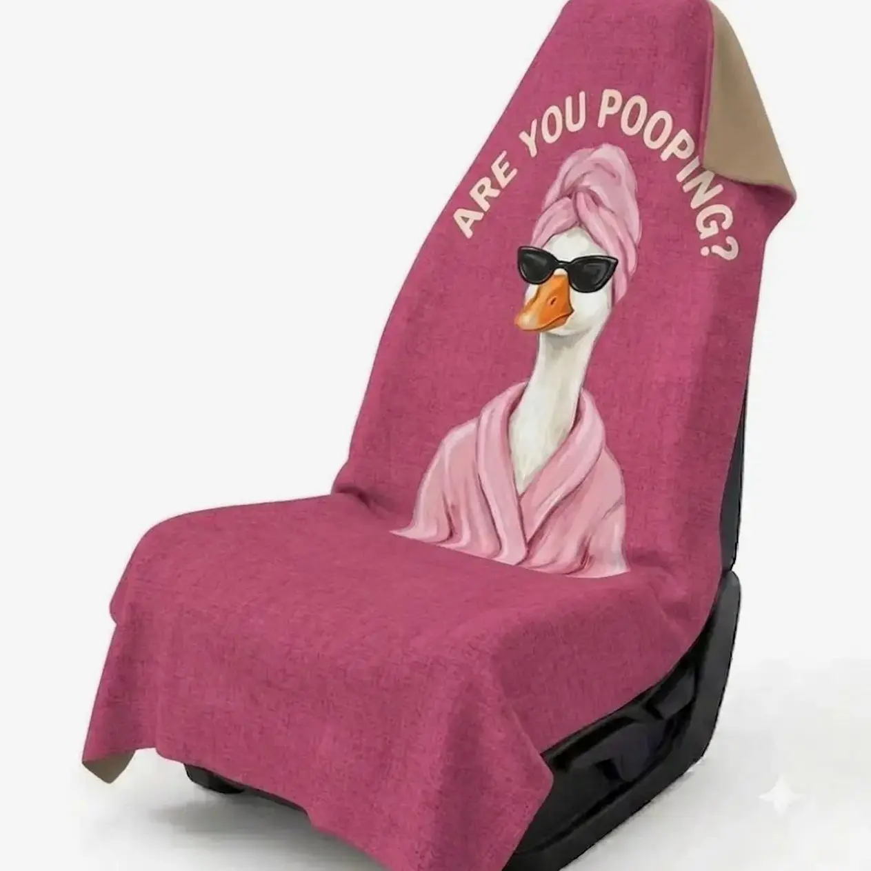 Cute Duck Car Seat Cover Towel, Pink & Green Aesthetic Front Seat Protector, Universal Quick Dry Sweat Absorbent Auto Seat Cover for Gym, Beach & Travel
