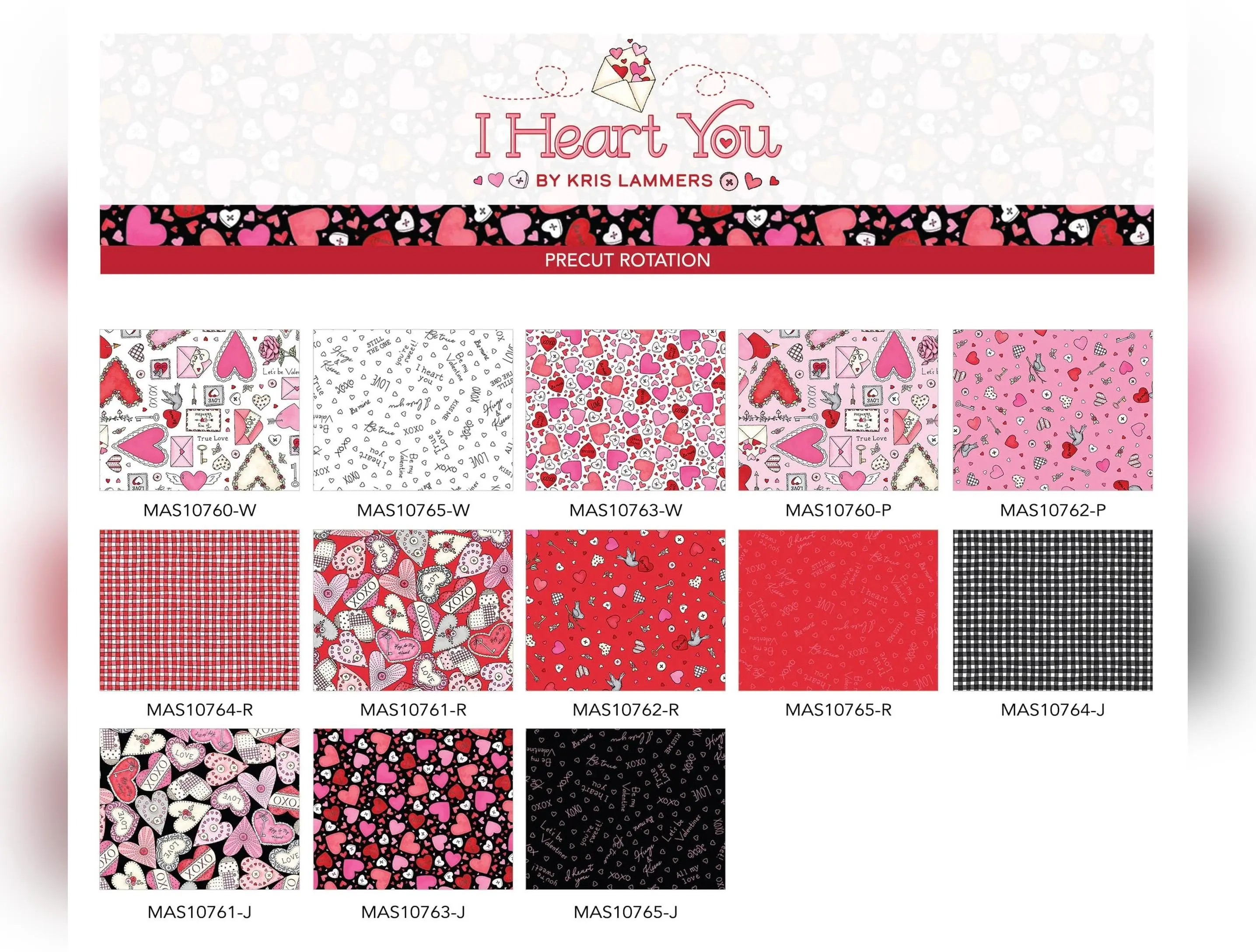 I Heart You | 5" Charm Pack by Kris Lammers for Maywood Studio | 42pc