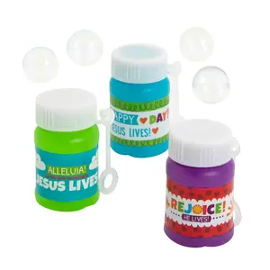 Colorful Mini He Lives Bubble Bottles - 24 pieces for Easter Celebrations
