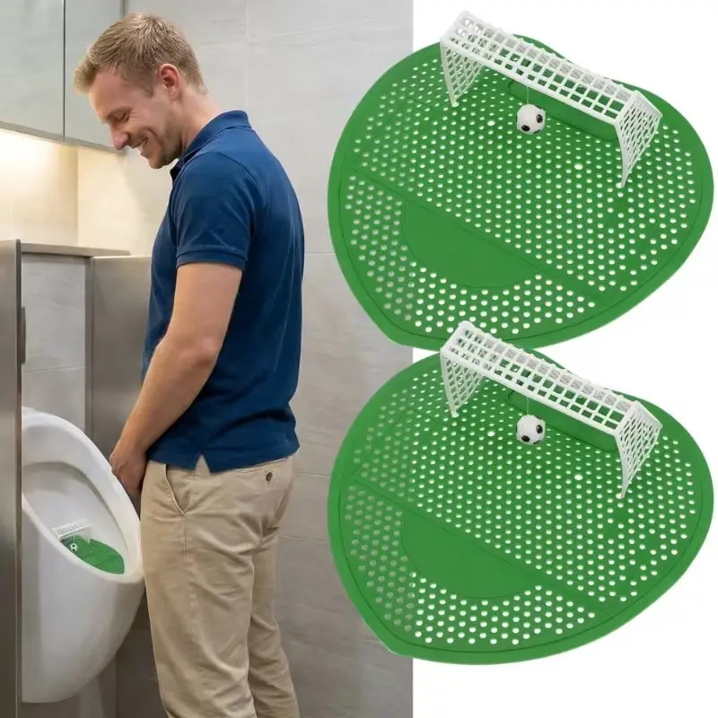 2pcs Football Goal Design Urinal Pad, Fun Design, Odor Reduction, Splash Proof, Clog Prevention, Bathroom, Mall, Office, Hotel