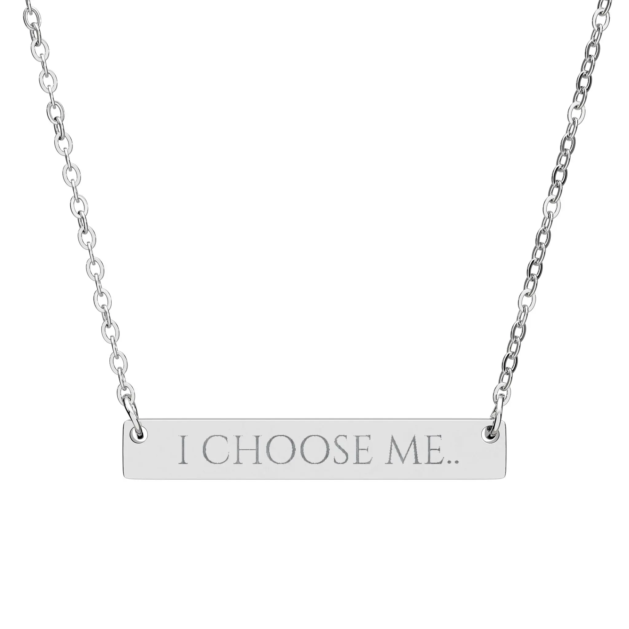 I Choose Me Horizontal Bar Necklace | Engraved Name Plate