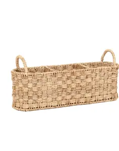 Rattan Caddy Beige Oval Organizer Kitchen