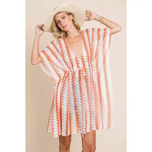 Cotton Bleu by Nu Label Multi Crochet Lace Cover Up, Colored, Multi-Size, Printed, Resort Swimwear Cover Up for Sports & Outdoor Use, Colored Cover Ups, Multi-Size Cover Ups