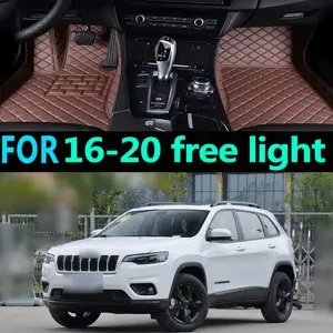 For 2016-2020 Fiat Chrysler Jeep Cherokee -1 Front Armrest Compartment Without Power Outlet -2 Front Armrest Compartment With Power Outlet Custom-Fit Full-Coverage Car Floor Mats Easy-Clean Carpet-Style Floor Mats