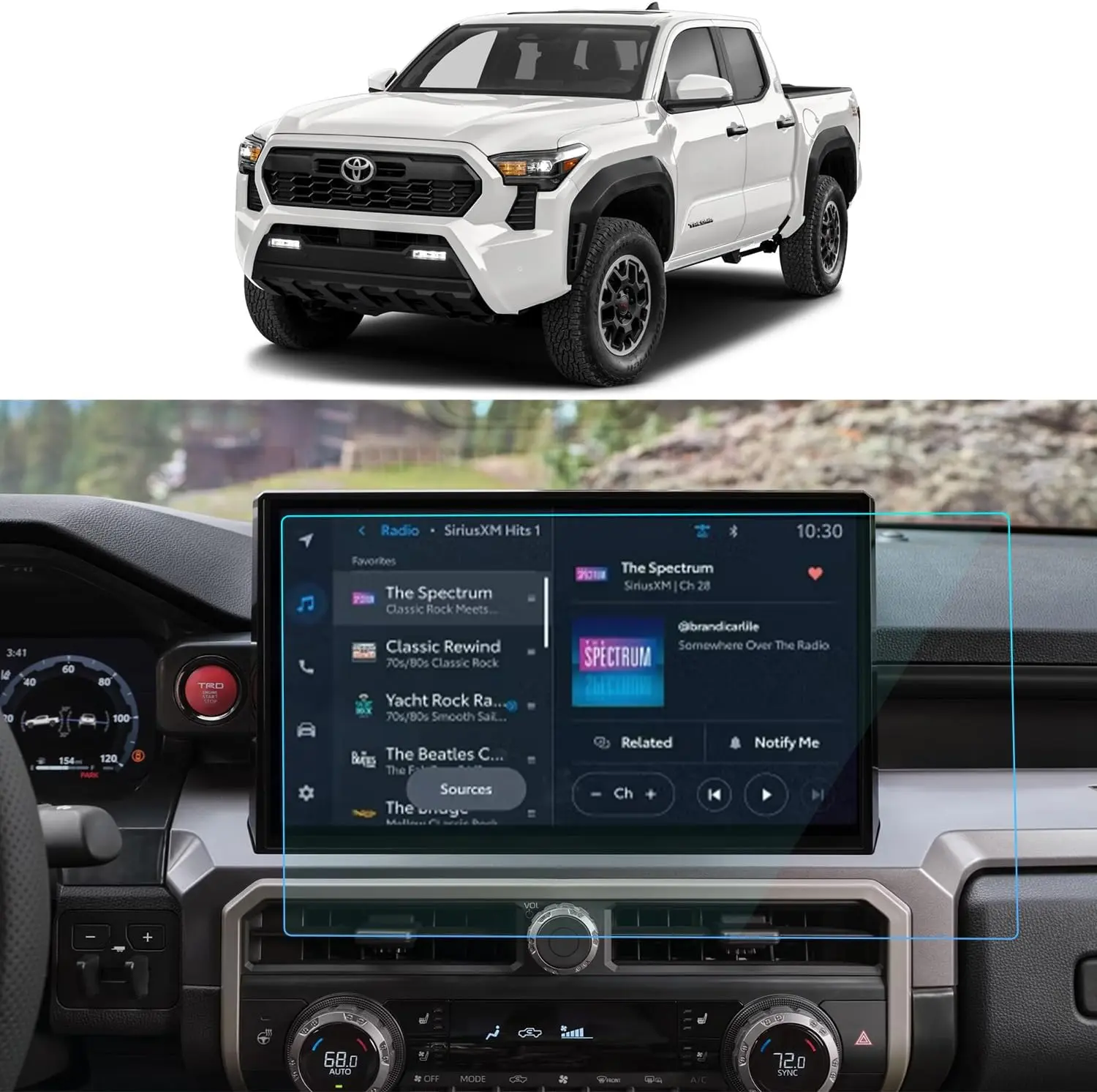 Glass for Toyota Tacoma 2024 2025 Screen Protector 14 Inch Navigation Touchscreen 9H Tempered Glass Anti-Scratch Accessories High Clear Protective
