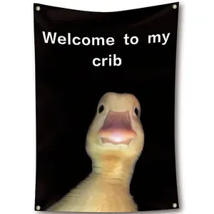 Tapestry  Welcome to My Crib 3x5Ft Flag Novelty Duck Tapestry for Wall Hanging College Dorm Room Man Cave Decorations Bedroom Living Room Banner with 4 Grommets