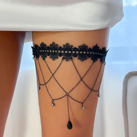 Women's Elegant Tiered Layer Design Thigh Chain, Fashion Artificial Gemstone Jewelry for Party, Trendy All-match & Exquisite Jewelry for Birthday Gift, Jewellery