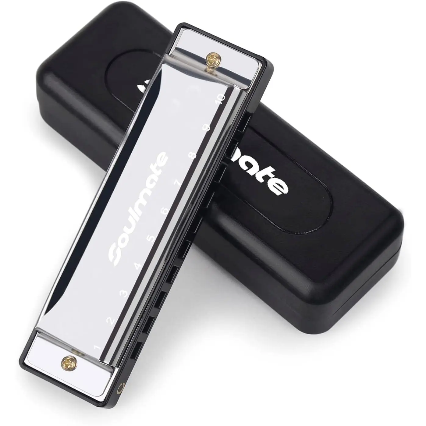 Blues Harmonic Mouth Organ 10 Hole 20 Tones C Key with Case Diatonic Harmonica for Beginner, Students, Professional Player, Adult, Friends,