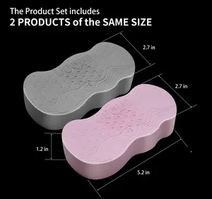[2 count]Magic Exfoliating Bath Sponge,3D Super Soft Exfoliating Bath Sponge,Skin Friendly and Reusable,Alternative to exfoliating Gloves,Gray and pink. Ethically Sourced African
