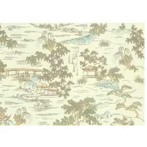 Dollhouse Wallpaper Brodnax "Pagoda Mural" 1:12 Scale Miniature Asian Theme