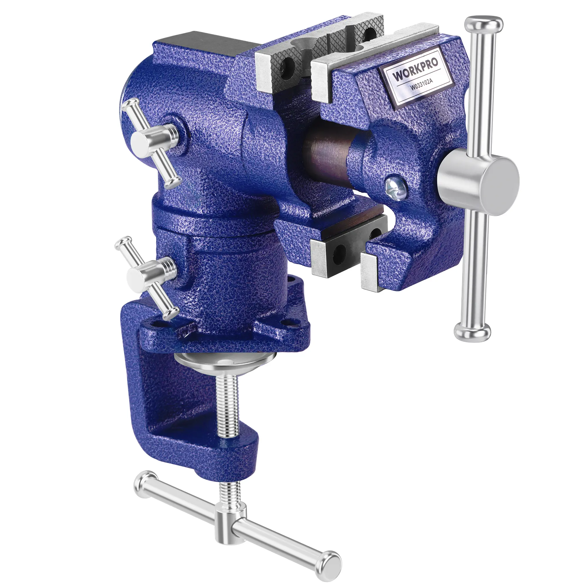 #summersale WORKPRO Dual Jaws Table Vise 2.5" & 1.5", 360° Swivel Clamp-On Bench Vise for Woodworking, Metalworking, DIY, Multi-position Small Portable Vise, Mini Vice Clamp for Workbench, Golf Club Regripping