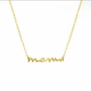 Gold Tone 925 Sterling Silver “Mama” Necklace – Solid S925 Chain (16” + 2” Extension)