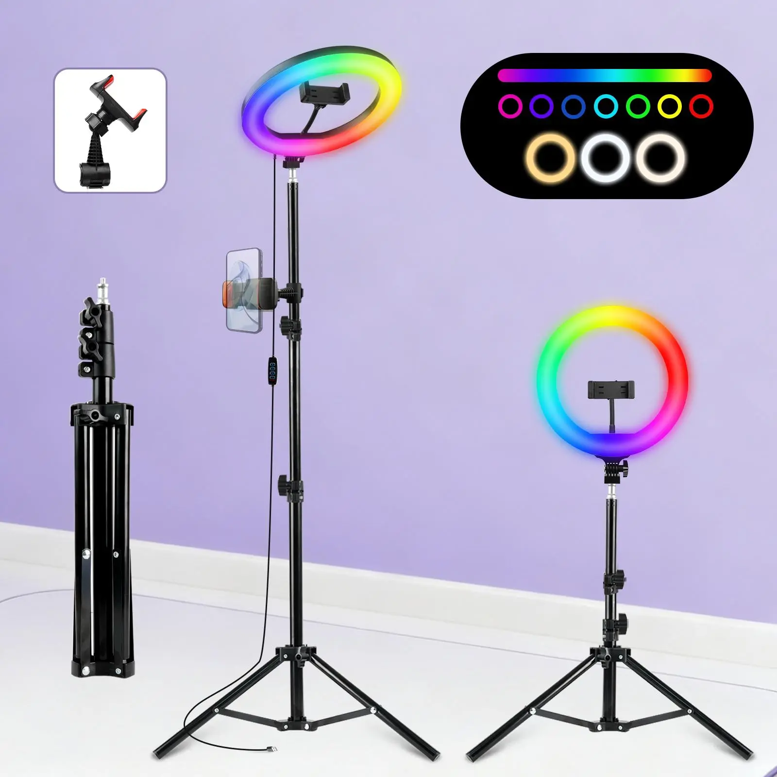 10'' selfie ring light tripod Adjustable Stand, tripod with color temperature light, lighting for Video Recording,Zoomighting for Computer, Meeting, Live Streaming#SummerWins#BackToSchoolDeal