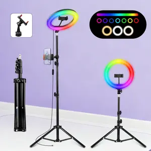 10'' selfie ring light tripod Adjustable Stand, tripod with color temperature light, lighting for Video Recording,Zoomighting for Computer, Meeting, Live Streaming#Easter Day