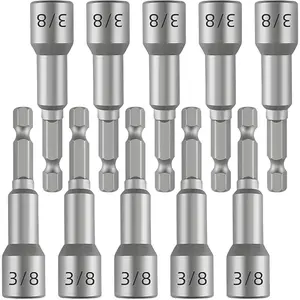 [10 PCS] 3/8 Ultra  Nut Driver Set for Impact Drill, Standard  3/8, 2.5 Inches (65mm), Different from 9mm