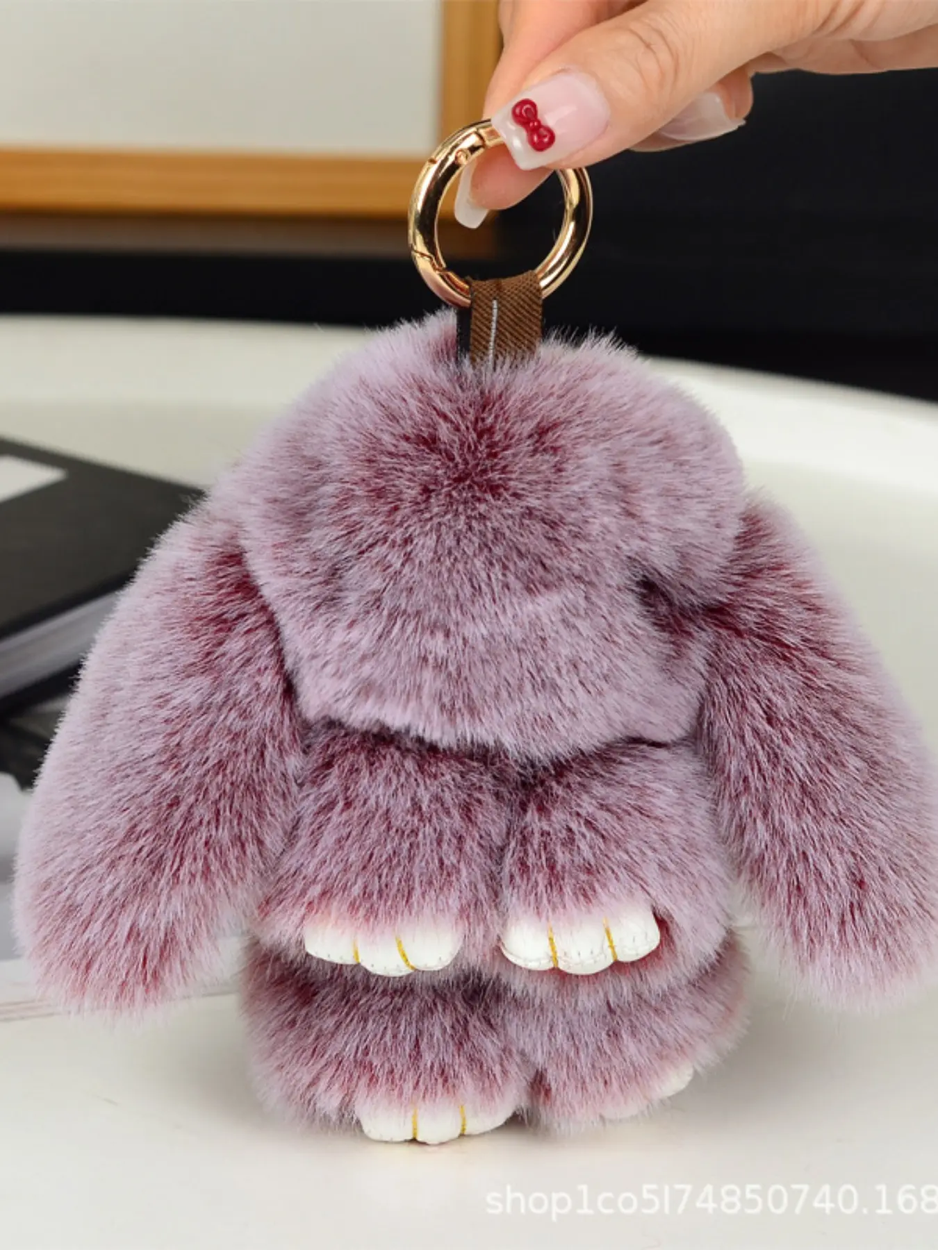 Handmade Bunny Plush Keychain, Fluffy Bunny Keychain, Cute Knitted Ice Design, Perfect for Car, Bag, Phone, Ideal Gift for Holidays & Birthdays