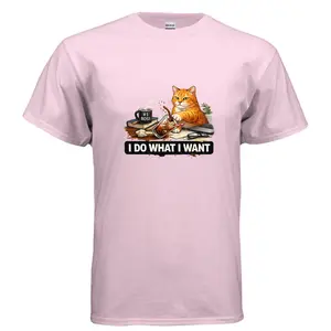 “I Do What I Want” Coffee Cat Chaos Tee