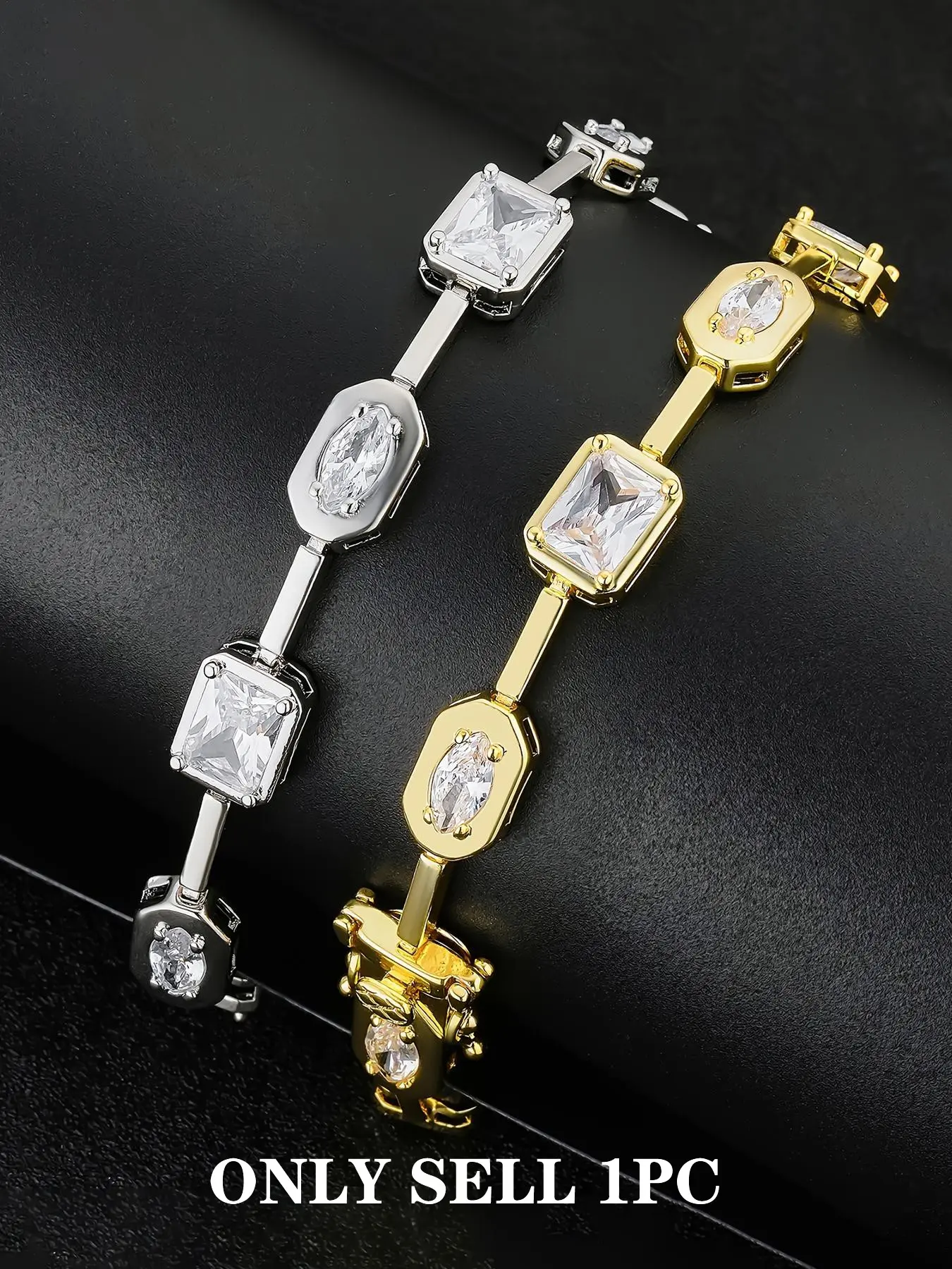 Iced Chics 1pc Hip-hop Synthetic Zircon Cz Bling Bracelet, Trendy Stack Bangle, Fashionable Creative Bangle, Suitable for Daily Wear, Hip-hop Street Style, High Cost Performance, The Best Choice for Gifting, Fashionable Jewelry Accessories