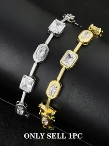 Iced Chics 1pc Hip-hop Synthetic Zircon Bracelet, Suitable for Daily Wear, Hip-hop Street Style, High Cost Performance, The Best Choice for Gifting, Fashionable Jewelry Accessories