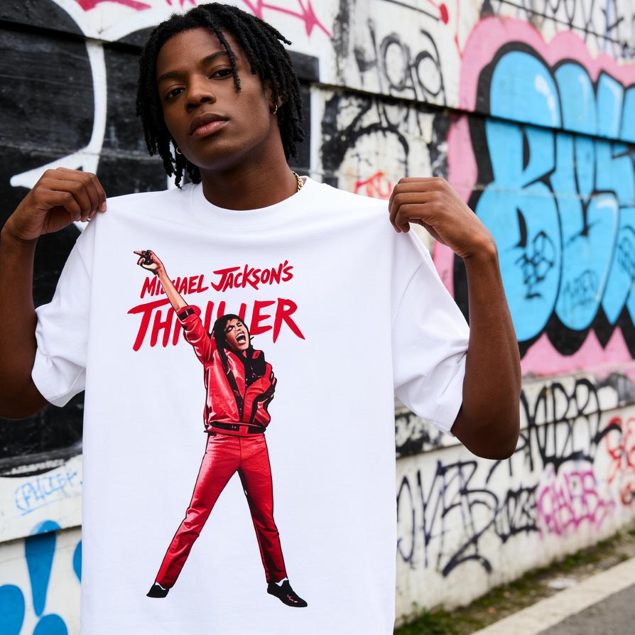 Men's Michael Jackson Thriller Graphic T-Shirt With Vintage Music Design