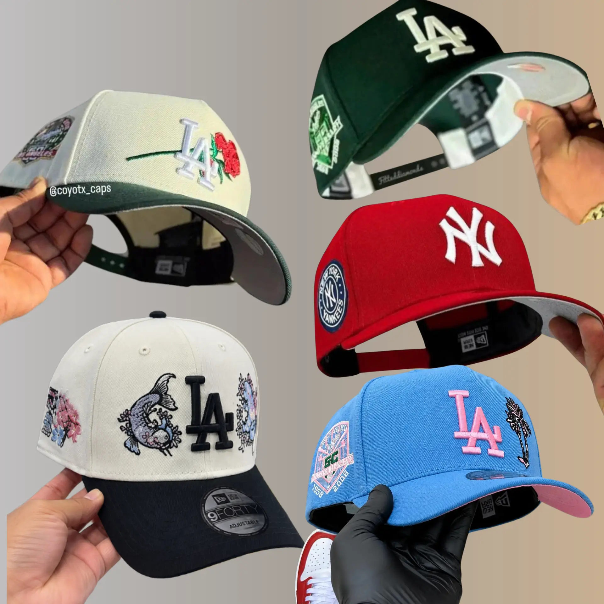 New Era MLB Baseball Cap NY Yankees LA Dodgers – Adjustable 9FORTY 59FIFTY Snapback Hat for Men Women, Premium Raised Embroidery, Curved Brim Cotton Design, Breathable Lightweight Construction, Casual Urban Streetwear Style